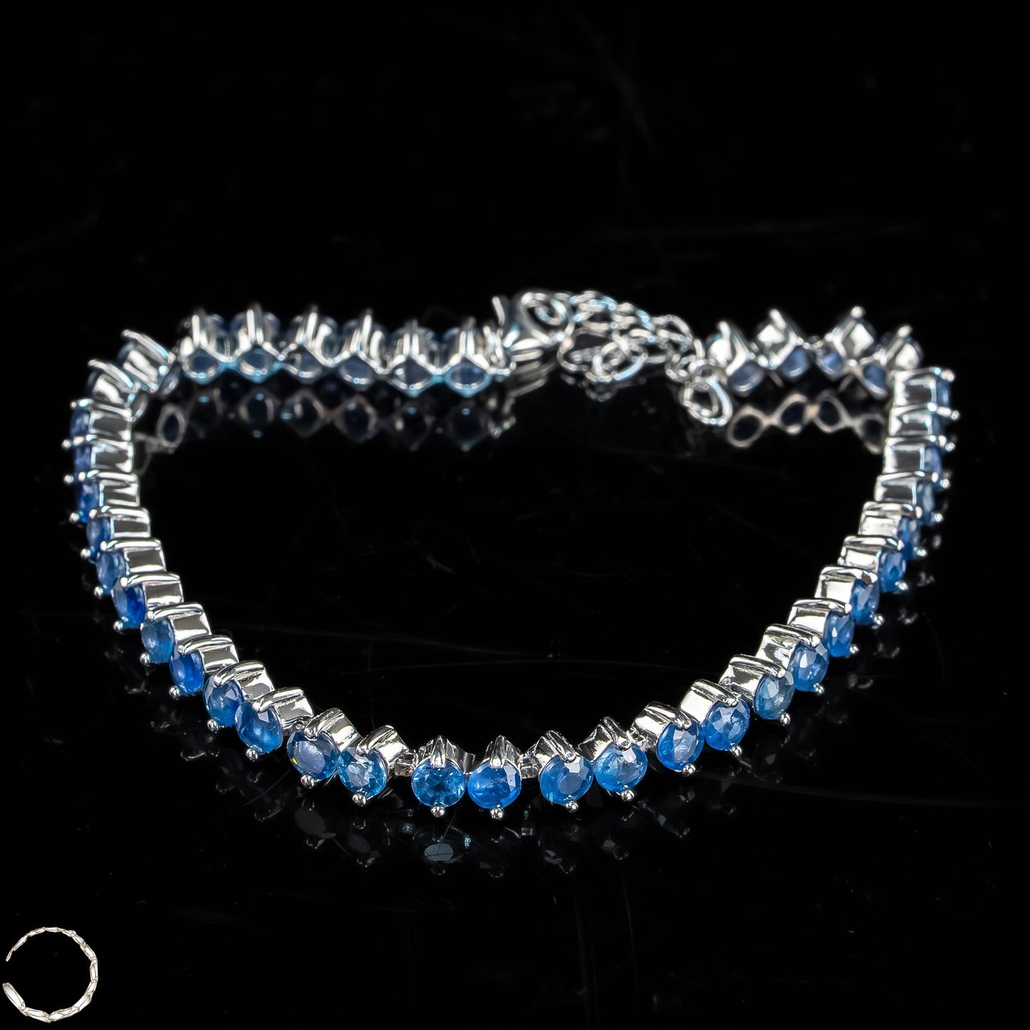 Saphir-Armkette – Zeitlose Eleganz in königlichem Blau aus 925er Silber -9,03g 45,15ct