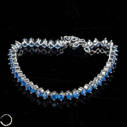 Saphir-Armkette – Zeitlose Eleganz in königlichem Blau aus 925er Silber -9,03g 45,15ct