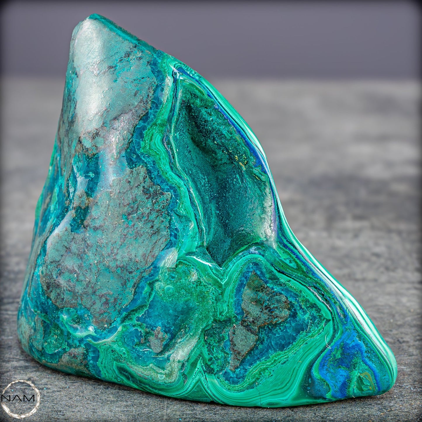 Botryoidaler Chrysokolla, Malachit und Azurit, sehr selten - 255,34g