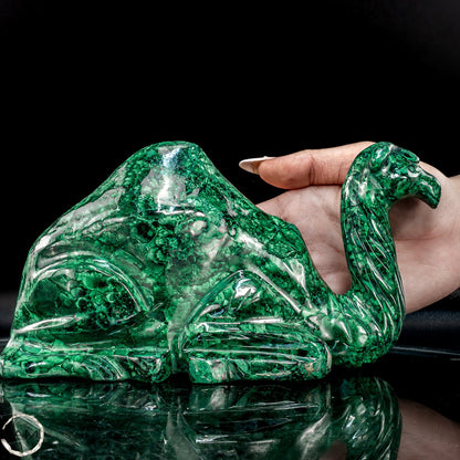 Sehr alte Malachit Skulptur Kamel, Kongo - 1844,82g