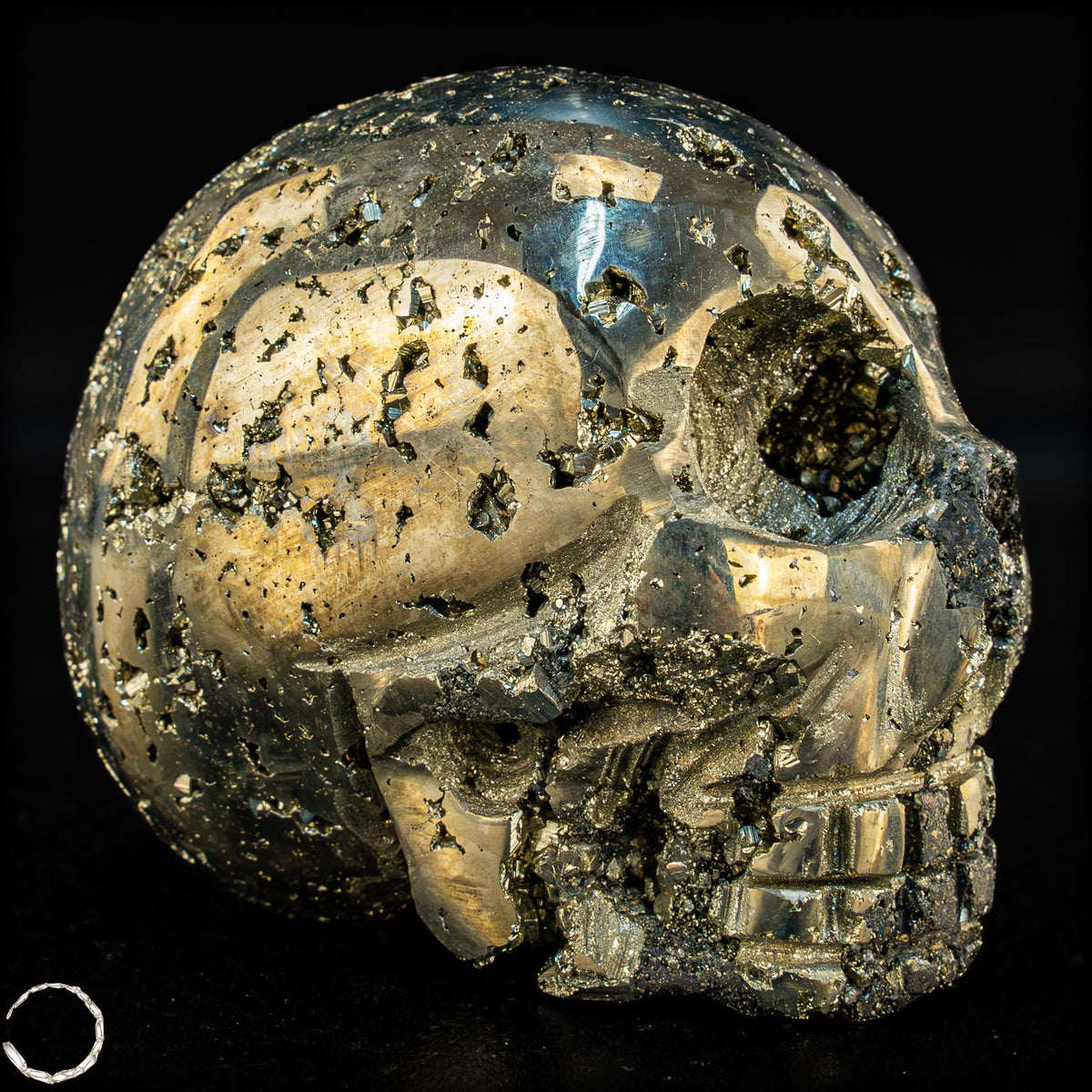 Natürlicher Pyrit Schädel/Totenkopf Skulptur -603,54g