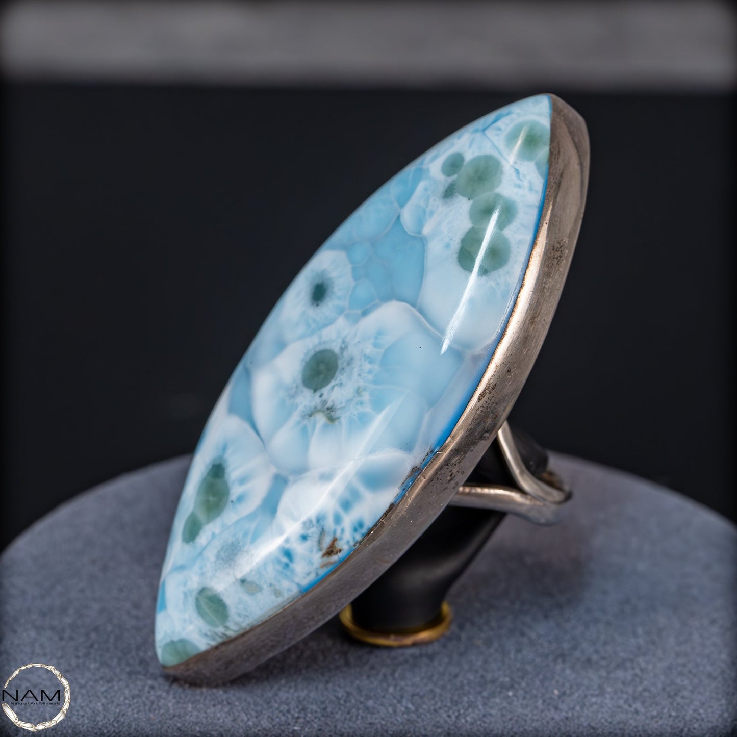 Larimar Ring aus 925er Silber-  35,43g 177,15ct