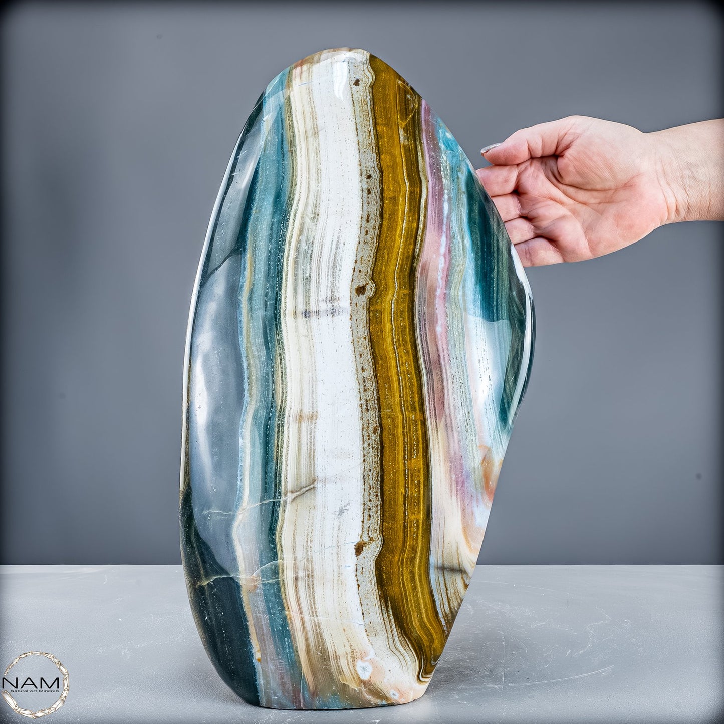 Farben des Ozeans – Ozean-Jaspis in spektakulärer Freiform-15306,31g
