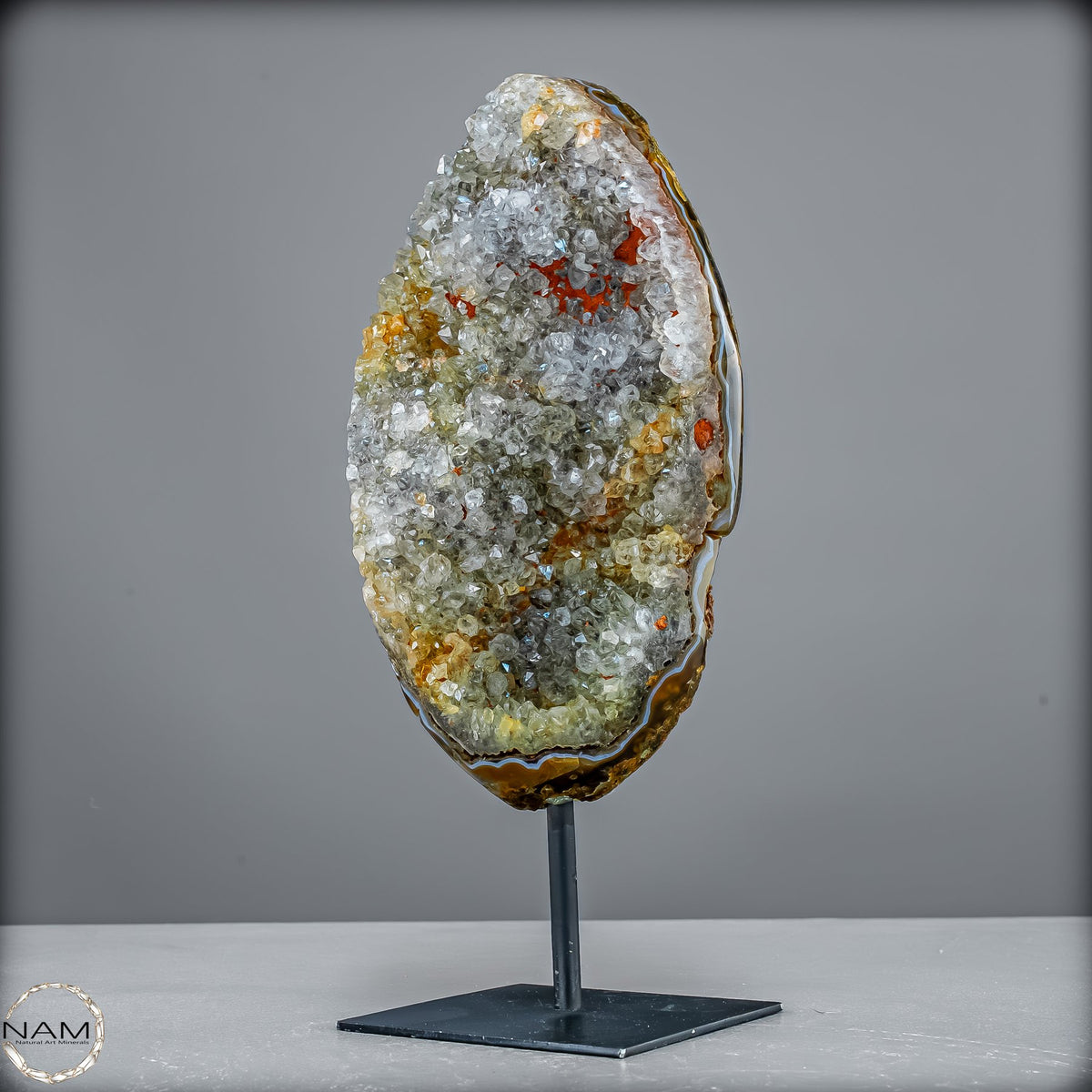 Amethyst-Prasiolith-Druse auf Ständer  (grüner Amethyst) – 1250,20g