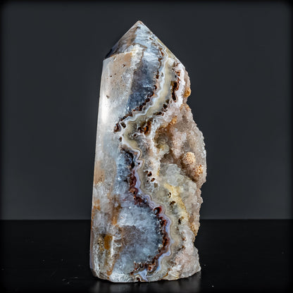 Natürlicher Achat-Kristall Obelisk mit Druse - 828,28g