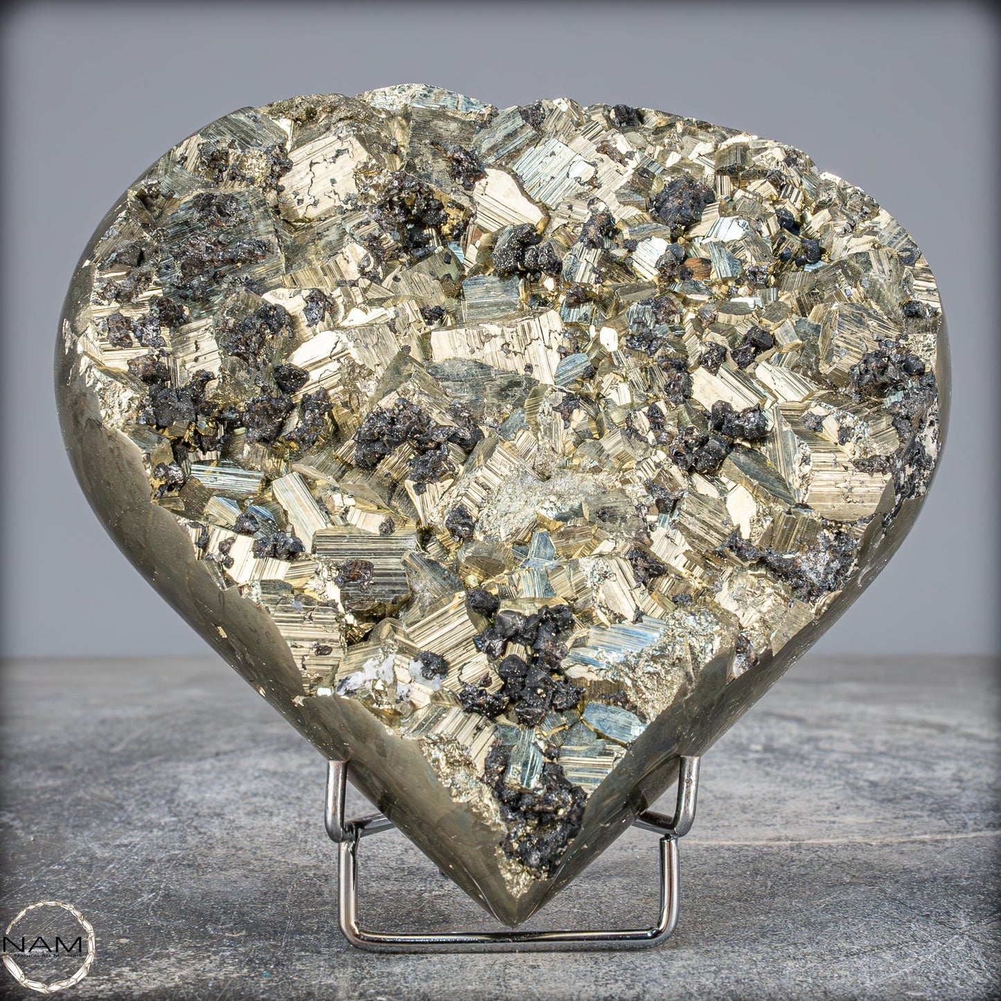 Natürliches Pyrit, Quarz und Galena Kristall Herz/Druse - 2721,21g