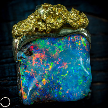 Natural Boulder Opal, Natürliches Goldnugget, 18K Gold Nugget - 3,968g