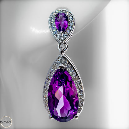 Amethyst Ohrringe aus 925er Silber 5,53g -27,65ct