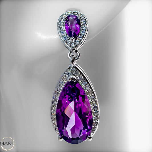 Amethyst Ohrringe aus 925er Silber 5,53g -27,65ct