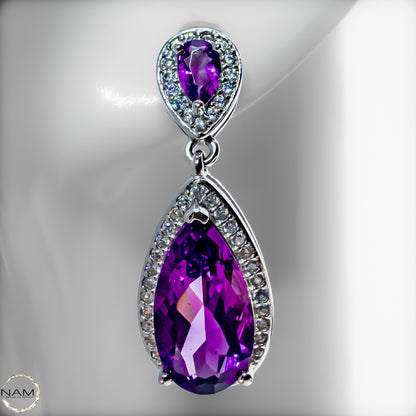 Amethyst Ohrringe aus 925er Silber 5,53g -27,65ct