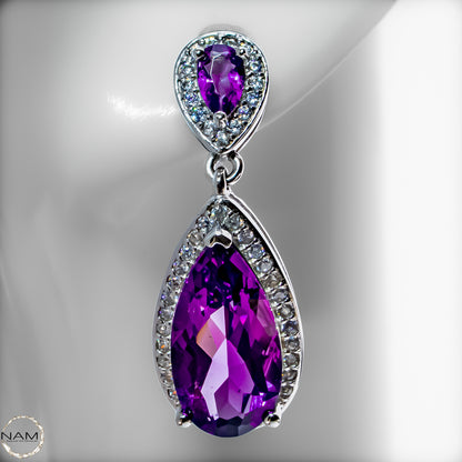 Amethyst Ohrringe aus 925er Silber 5,53g -27,65ct