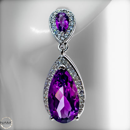 Amethyst Ohrringe aus 925er Silber 5,53g -27,65ct