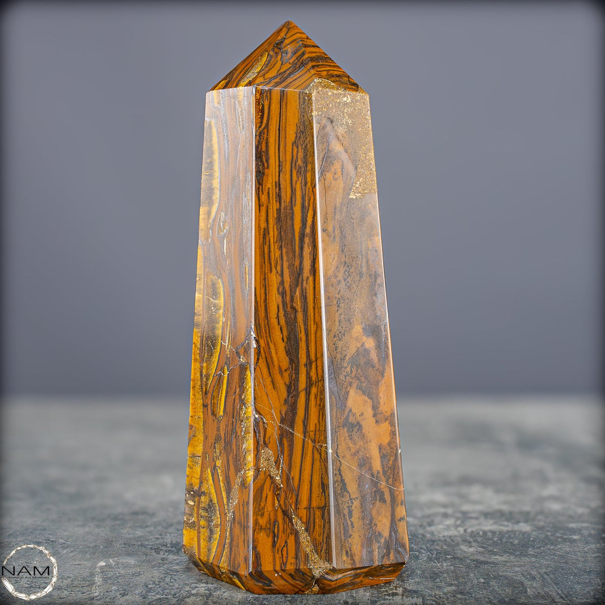 Natürlicher Tigerauge-Obelisk - 889,08g