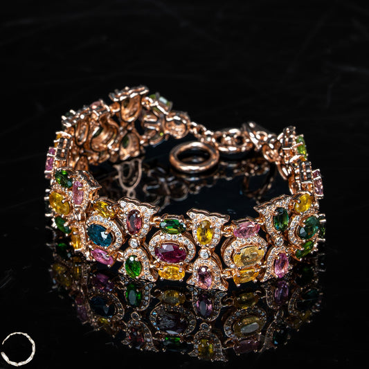 Exklusives Turmalin-Armkettchen – 925er Silber, rosé vergoldet - 104,75ct