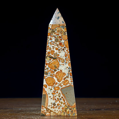 Natürlicher Leoparden-Jaspis Obelisk - 712,45g