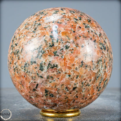 Natürliche Orangencalcit mit Grünem Tourmalin Kristall-Kugel - 1757,27g