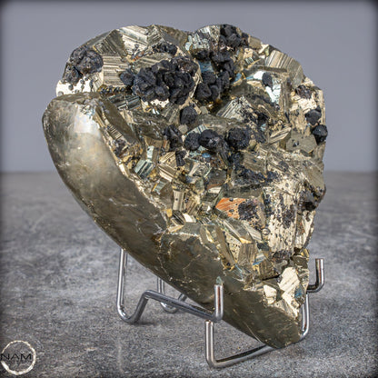 Natürliches Pyrit, Quarz und Galena Kristall Herz/Druse - 1458,83g