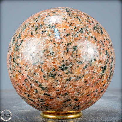 Natürliche Orangencalcit mit Grünem Tourmalin Kristall-Kugel - 1757,27g