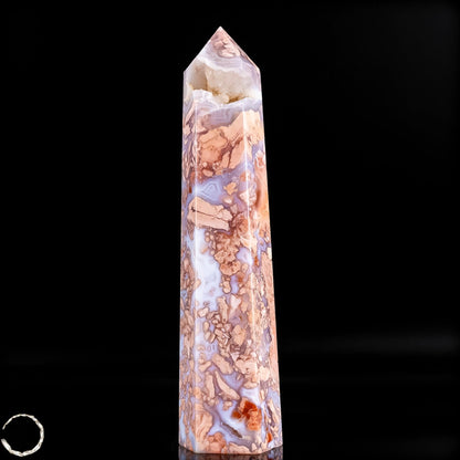 Cotton Candy Achat Obelisk – Sanfte Farben, kraftvolle Eleganz aus Mexiko -305,36g