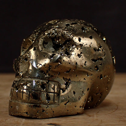 Pyrit Schädel/Totenkopf Skulptur - 414,47g - 71x53x52 mm