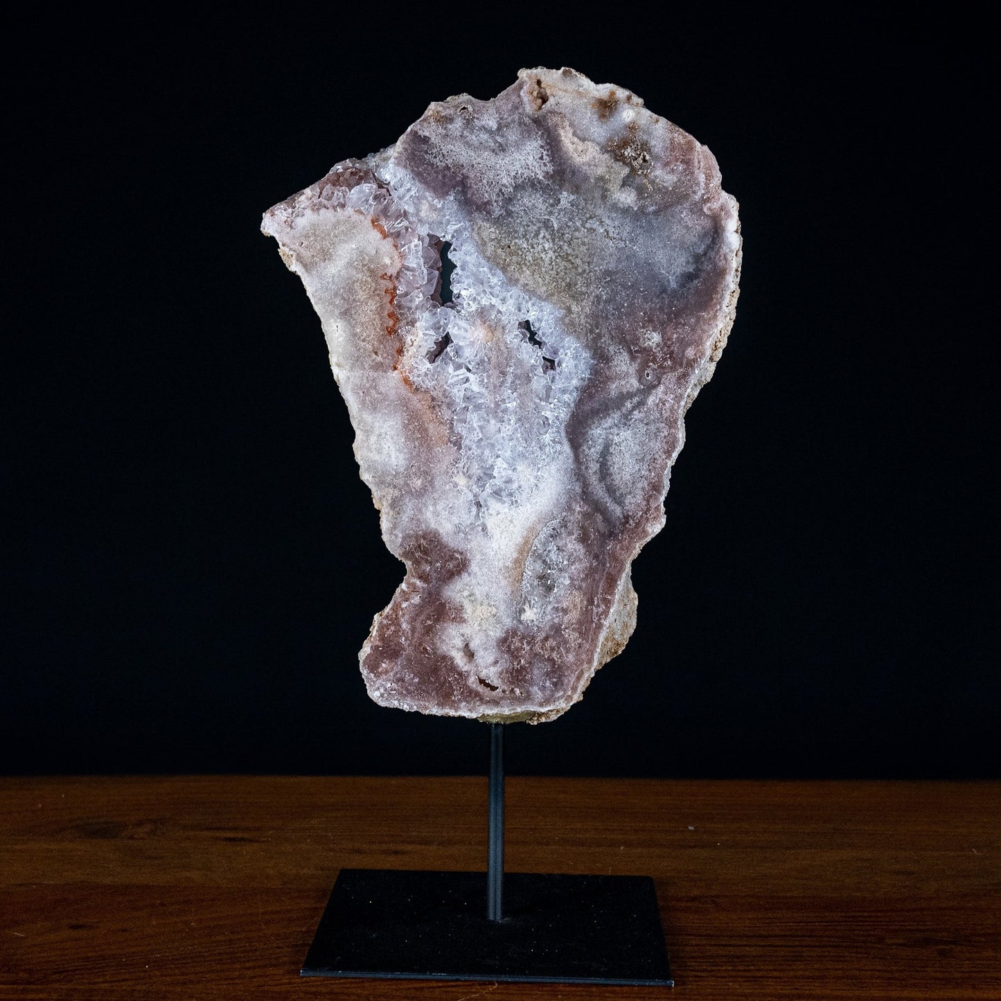 Natürliche Pinker Amethyst-Achat Scheibe auf Ständer - 1649,22g