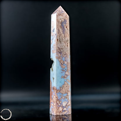 Cotton Candy Achat Obelisk  kraftvolle Eleganz aus Mexiko - 360,56g
