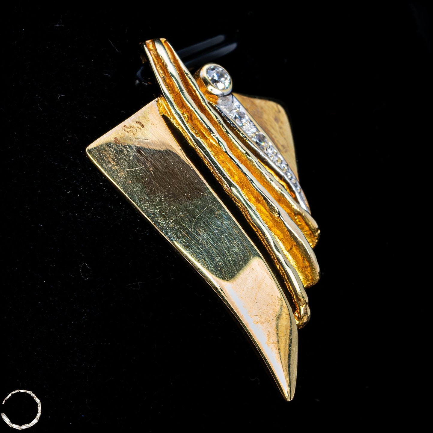 Goldene Eleganz – Moderner Anhänger mit funkelnden Diamanten 585 Gold aus Russland  3,83g  19,15ct