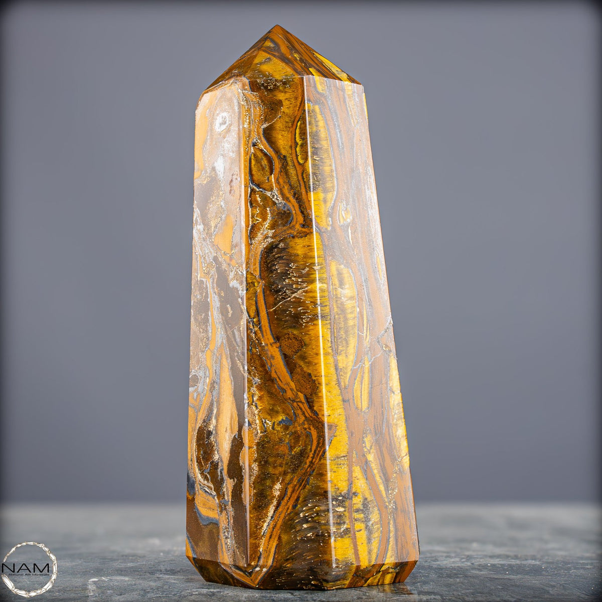 Natürlicher Tigerauge-Obelisk - 889,08g