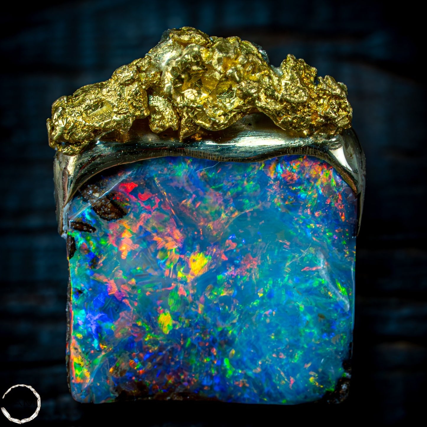 Natural Boulder Opal, Natürliches Goldnugget, 18K Gold Nugget - 3,968g