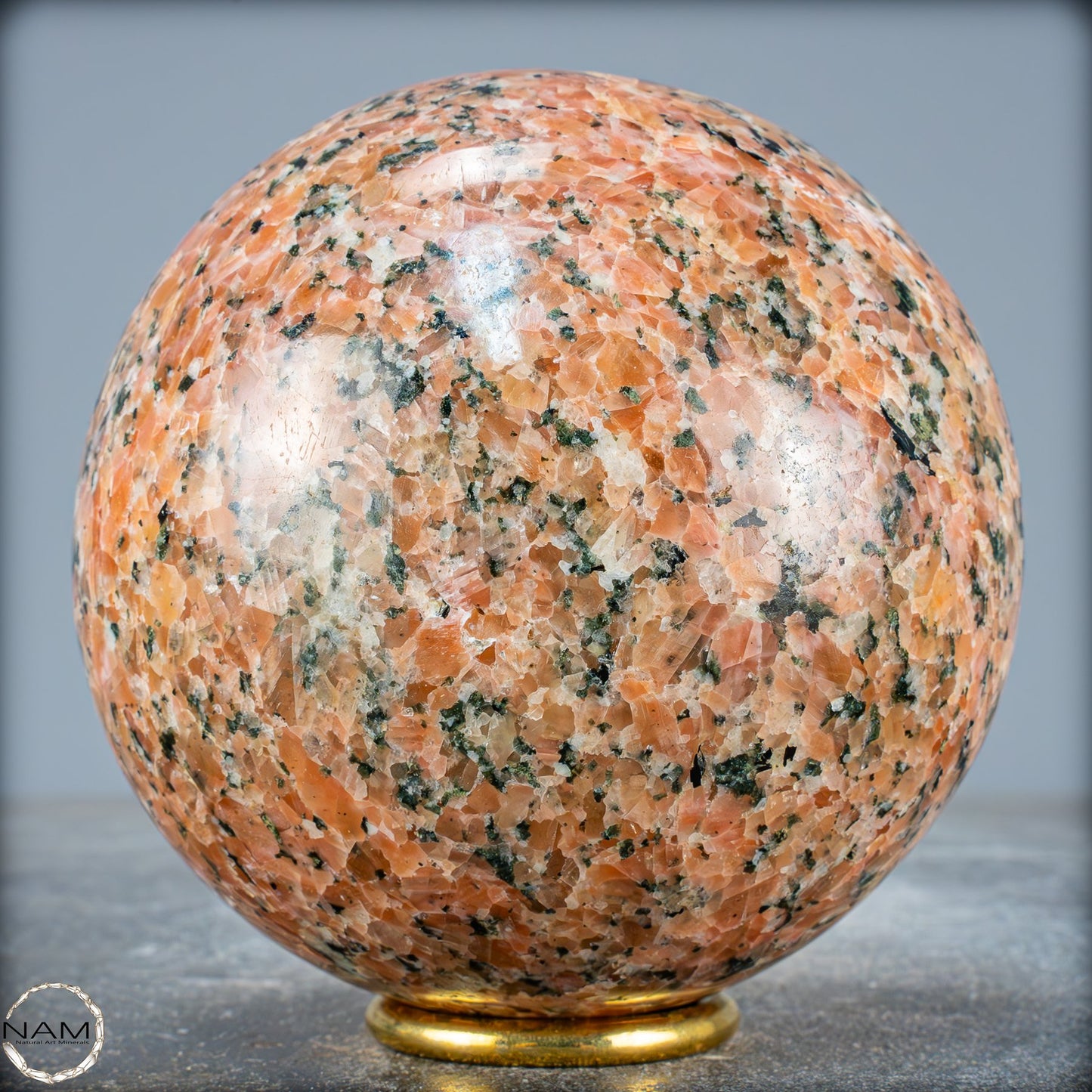 Natürliche Orangencalcit mit Grünem Tourmalin Kristall-Kugel - 1757,27g