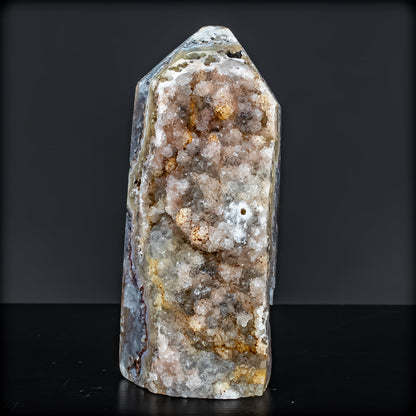 Natürlicher Achat-Kristall Obelisk mit Druse - 828,28g