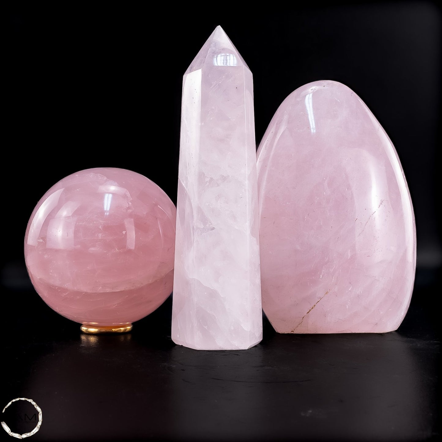 Rosenquarz-Set –  aus Turm, Freiform und Kugel 2118,31g