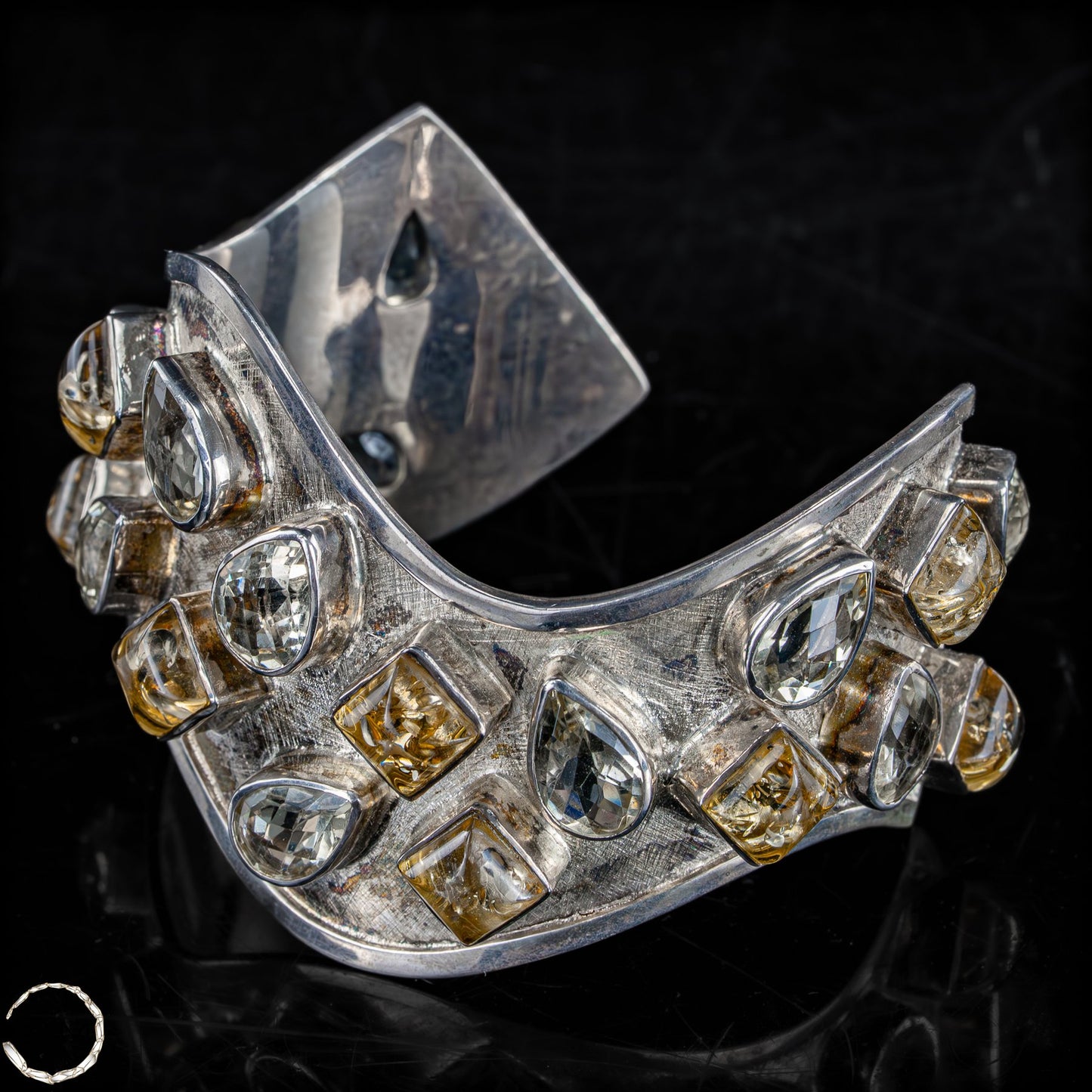 925er Silber Armreif mit Baltischem Bernstein & Labradorit -387,75 ct