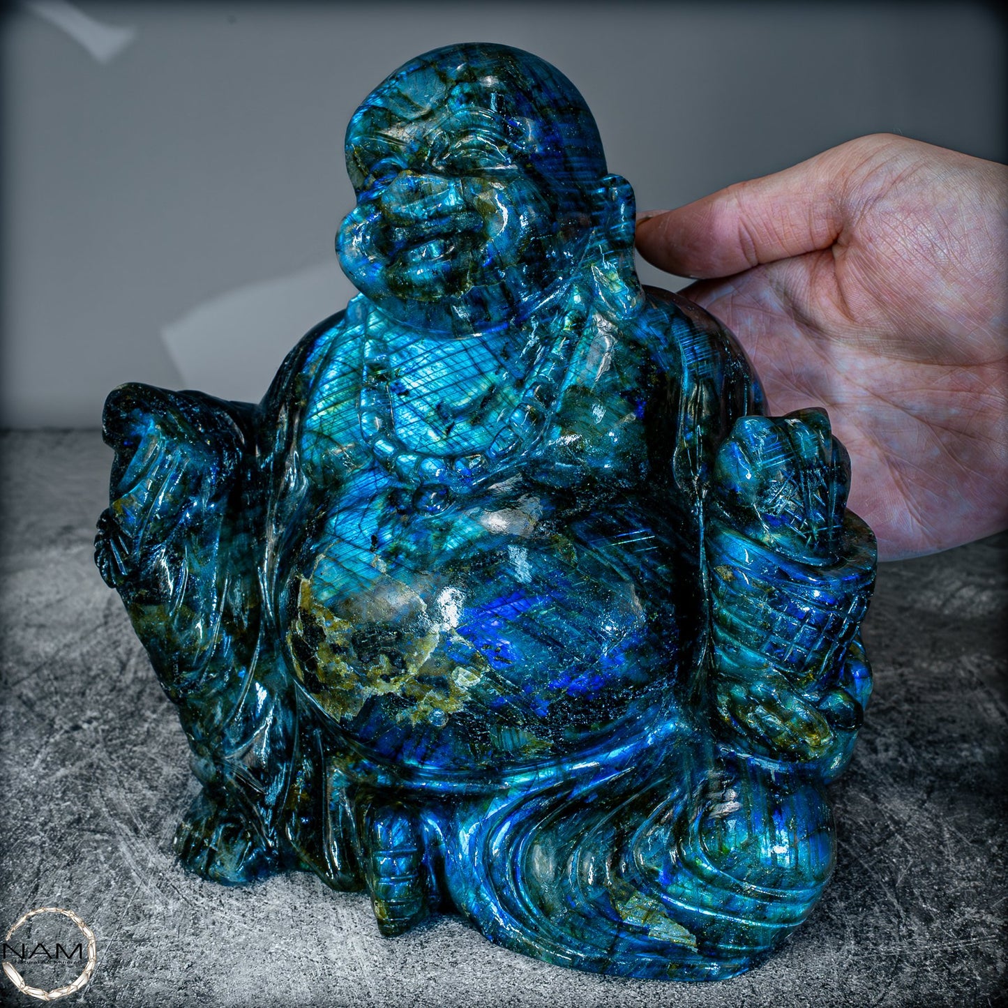 Natürlicher Labradorit Buddha von Höster Qualität - 3656,27g