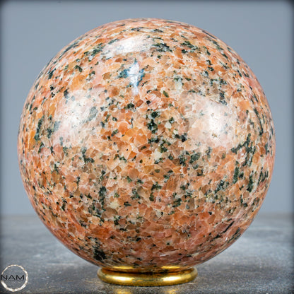 Natürliche Orangencalcit mit Grünem Tourmalin Kristall-Kugel - 1757,27g