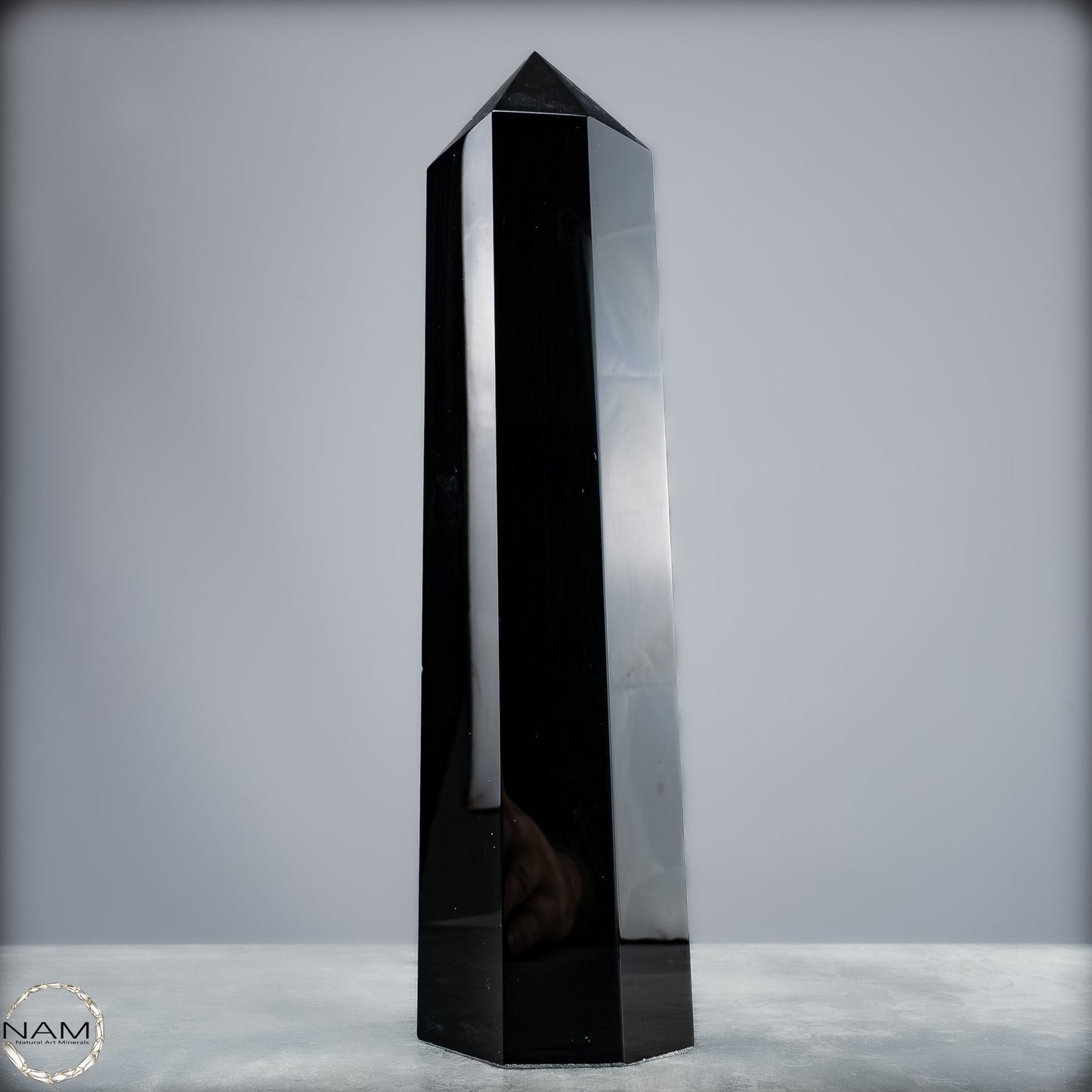 Natürliche Schwarze Obsidian Kristall-Obelisk - 1264,18g