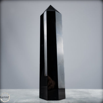 Natürliche Schwarze Obsidian Kristall-Obelisk - 1264,18g
