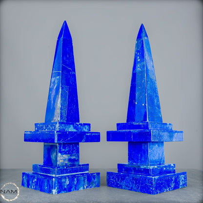 Natürliches Paar Lapislazuli Obelisken von Höchster Qualität - 4051,27g