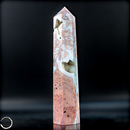 Cotton Candy Achat Obelisk  kraftvolle Eleganz aus Mexiko - 360,56g