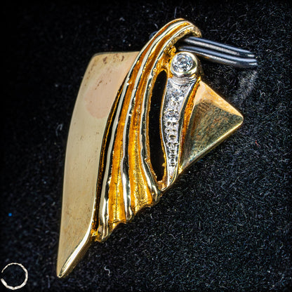 Goldene Eleganz – Moderner Anhänger mit funkelnden Diamanten 585 Gold aus Russland  3,83g  19,15ct