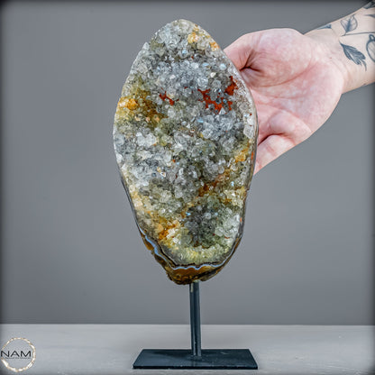 Amethyst-Prasiolith-Druse auf Ständer  (grüner Amethyst) – 1250,20g