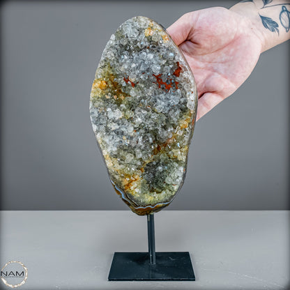 Amethyst-Prasiolith-Druse auf Ständer  (grüner Amethyst) – 1250,20g