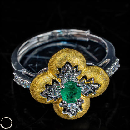 Exklusiver Smaragd-Ring aus vergoldetem Silber- 3,17g 15,85ct