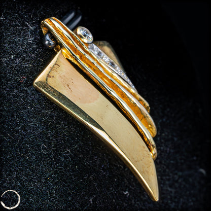Goldene Eleganz – Moderner Anhänger mit funkelnden Diamanten 585 Gold aus Russland  3,83g  19,15ct