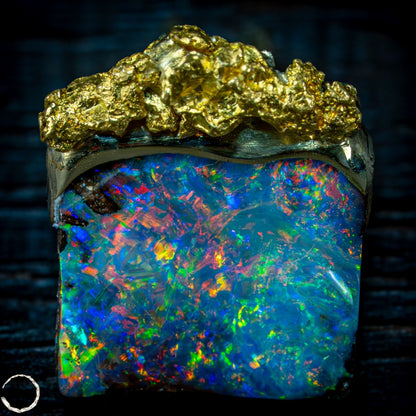 Natural Boulder Opal, Natürliches Goldnugget, 18K Gold Nugget - 3,968g