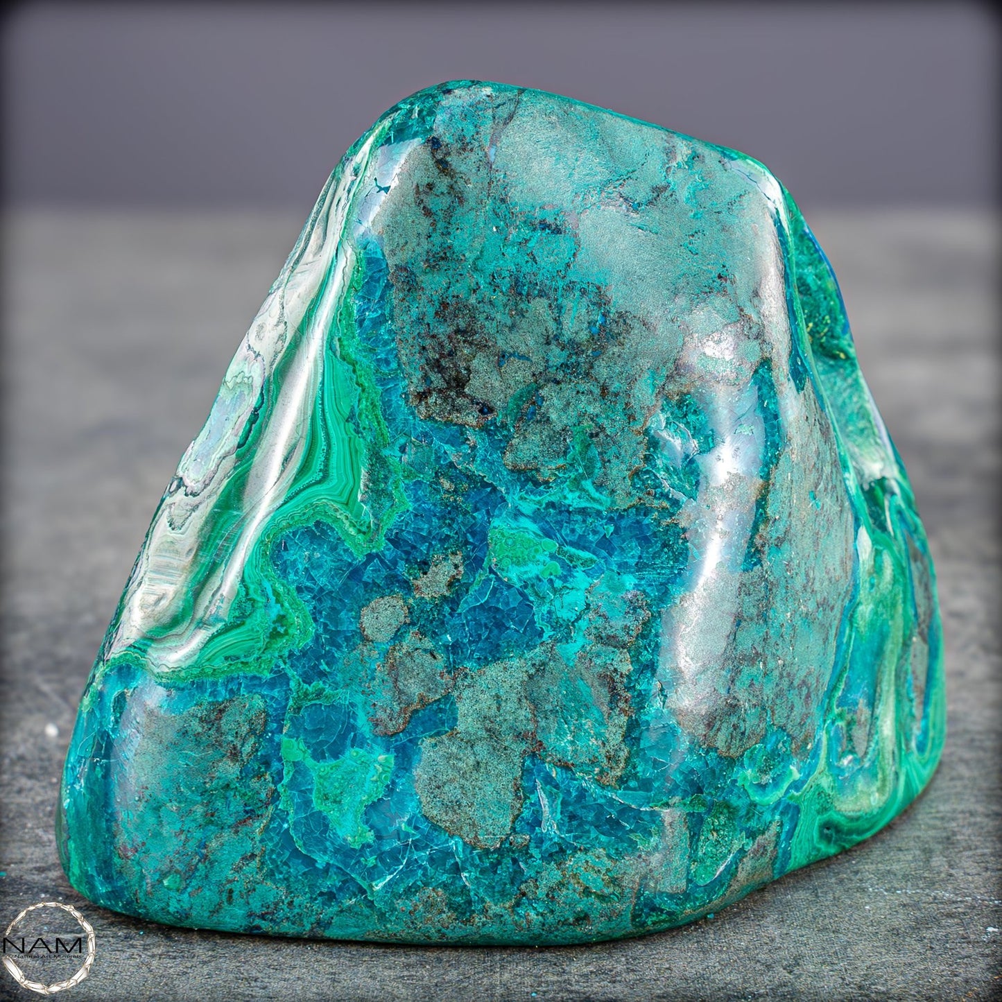 Botryoidaler Chrysokolla, Malachit und Azurit, sehr selten - 255,34g