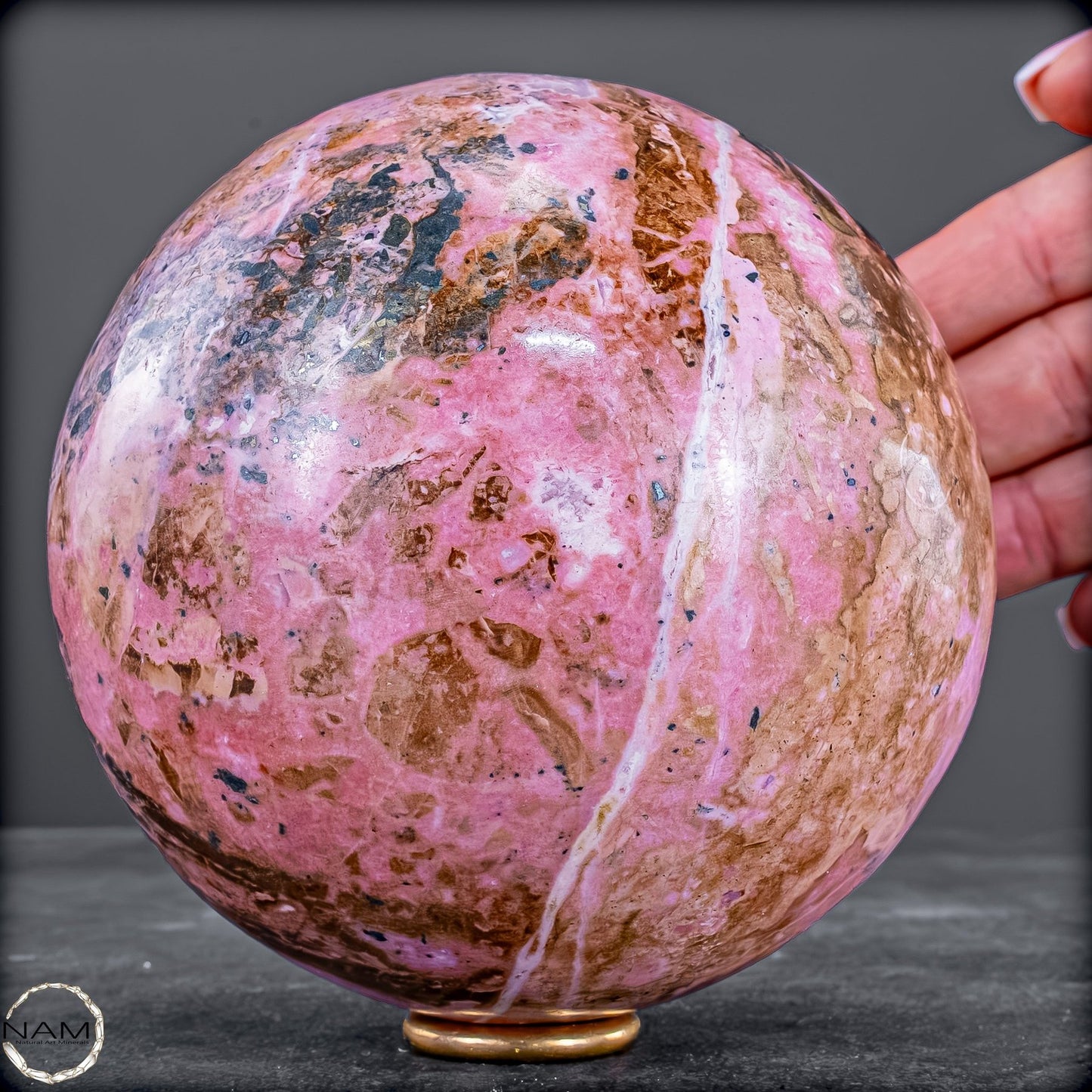 Rhodochrosit-Kugel – imposantes Unikat in Rosa-2290,92g