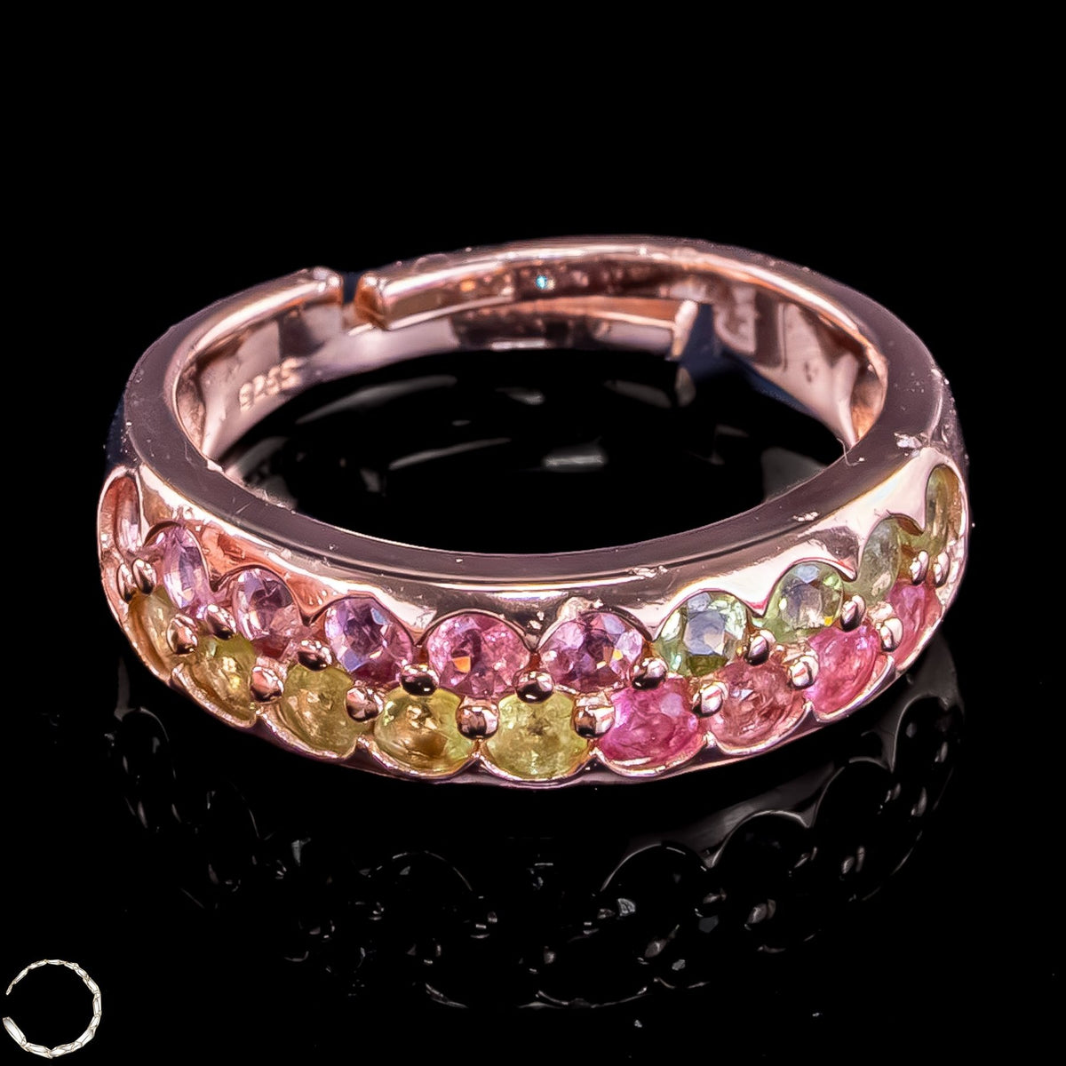 Exklusives Regenbogen-Turmalin Ring in Rosévergoldung  –4,08g 20,4ct
