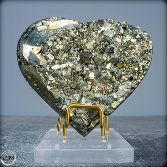 Natürliches Pyrit, Quarz und Galena Kristall Herz/Druse - 1146,61g