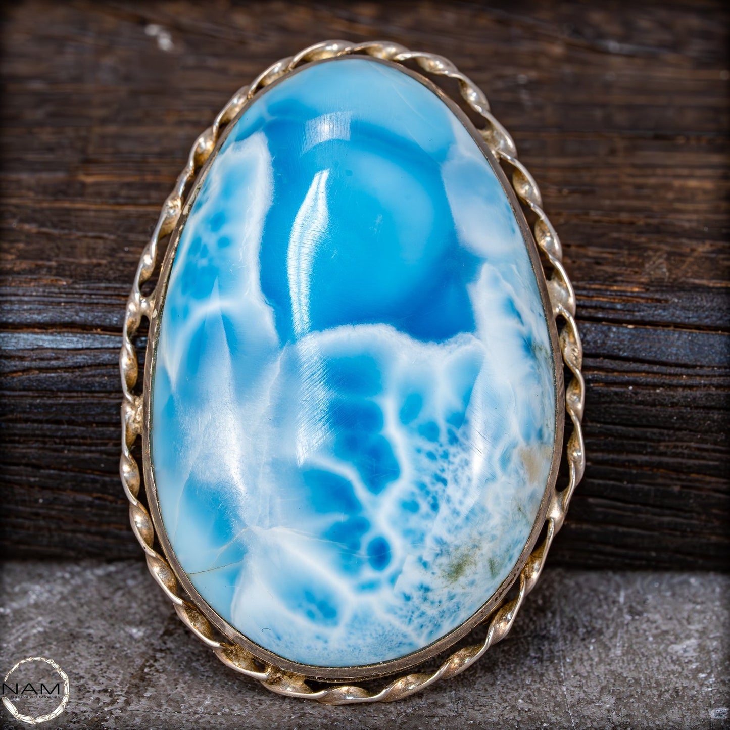 Natürlicher Großer Larimar-Kristall Anhänger in 925 Silber - 200,35ct - 40,07g